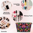 thumbnail image 3 of Picia Colorful Floral Embroidery Mexican Printed Leather Travel Toiletry Bag,Cosmetic Organizer, Makeup Travel Bag, Durable Travel Pouch, Compact Toiletry Bag, Travel Accessories, 3 of 6