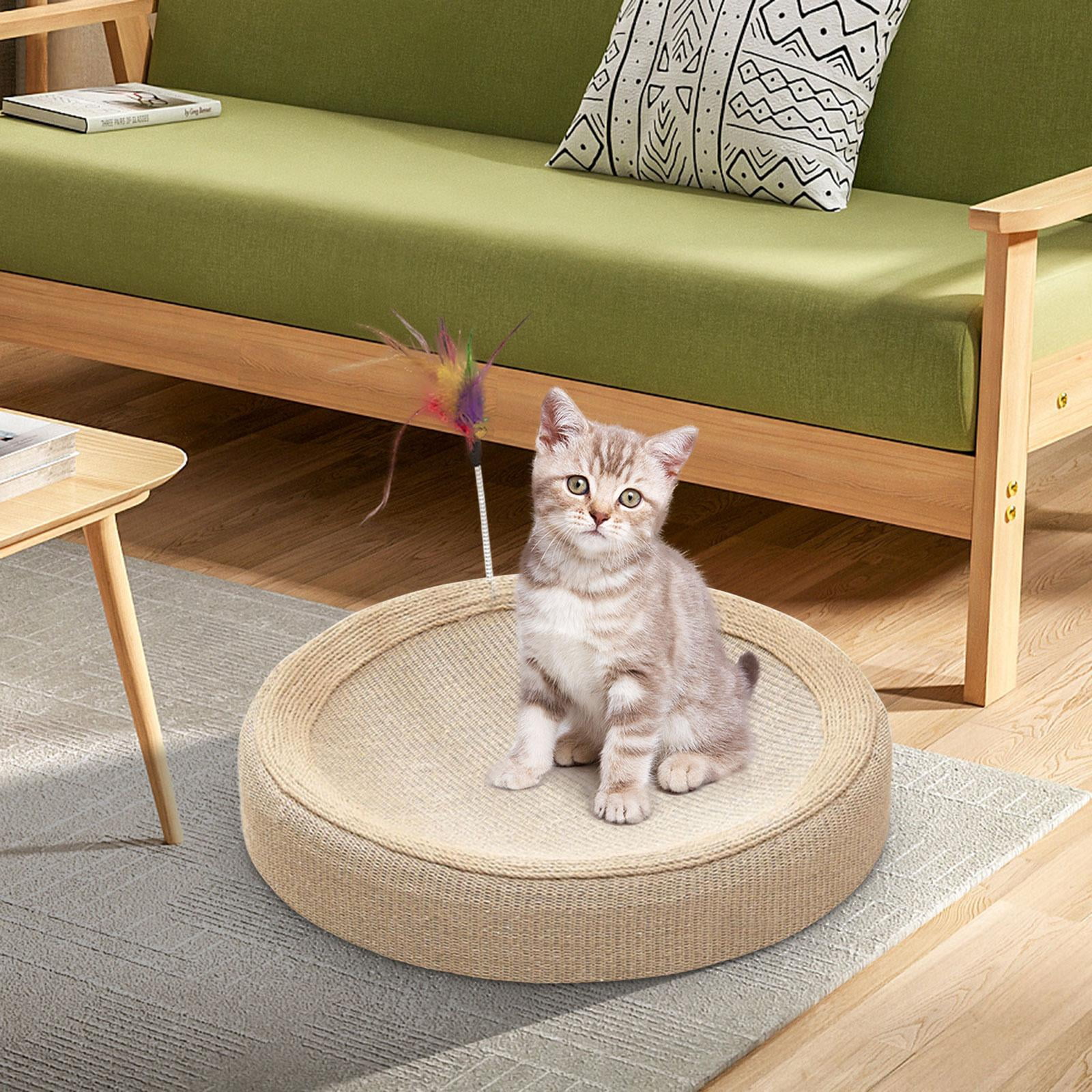 DOLITY Cat Scratcher Bed Non Slip Wear Resistant Kitty Pet Supplies Cat Scratch Pad round and cat teaser