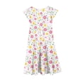 thumbnail image 4 of Girls Floral Tiered Dress with Pockets Ruffle Cap Sleeves Soft Summer Sundress for Kids Multicolor,Size 8-9T, 4 of 6