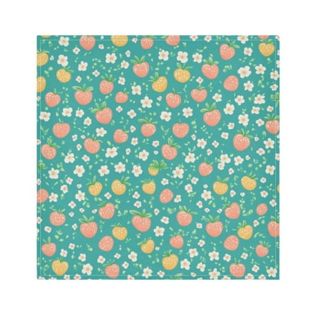 

Qxltty Strawberries Flowers Pattern Napkins 20×20in Perfect for Parties Dinners Weddings Cocktail Housewarming Cloth Napkins Set of 1