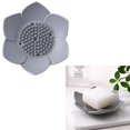 thumbnail image 3 of 2 jaboneras grises, jabonera, bloque de silicona con forma de flor de loto, soporte para jabón y esponja, soporte para jabón de 2 piezas, 3 of 5