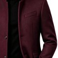 thumbnail image 3 of Men's Pea Coat Slim Fits Winter Trench Overcoat,Stand Collar Button Front Outerwear with Pocket,Dress Jacket For Business Office Casual Warm Wear,Red,M, 3 of 4