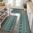 thumbnail image 2 of Green Christmas Reindeer and Snowflake Pattern Kitchen Rugs Sets Of 3,Kitchen Runner Rugs Non Skid Washable,Decorative Kitchen Floor Mats for Kitchen,Sink,Laundry,17"x30"+ 17"x47" + 17"x59", 2 of 6