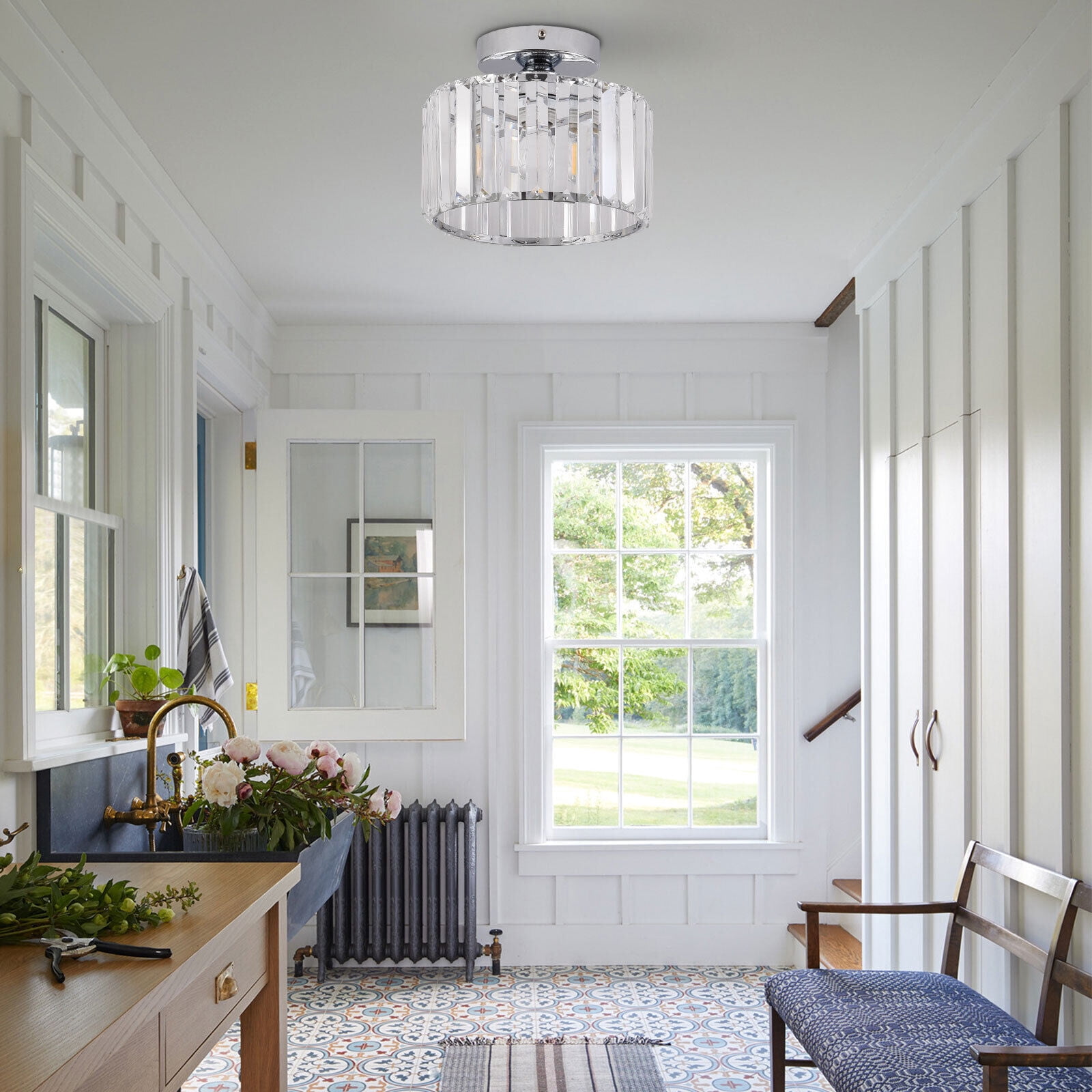 Modern Round Chandelier LED Ceiling Light Pendant Lamp Crystal Fixture Kitchen