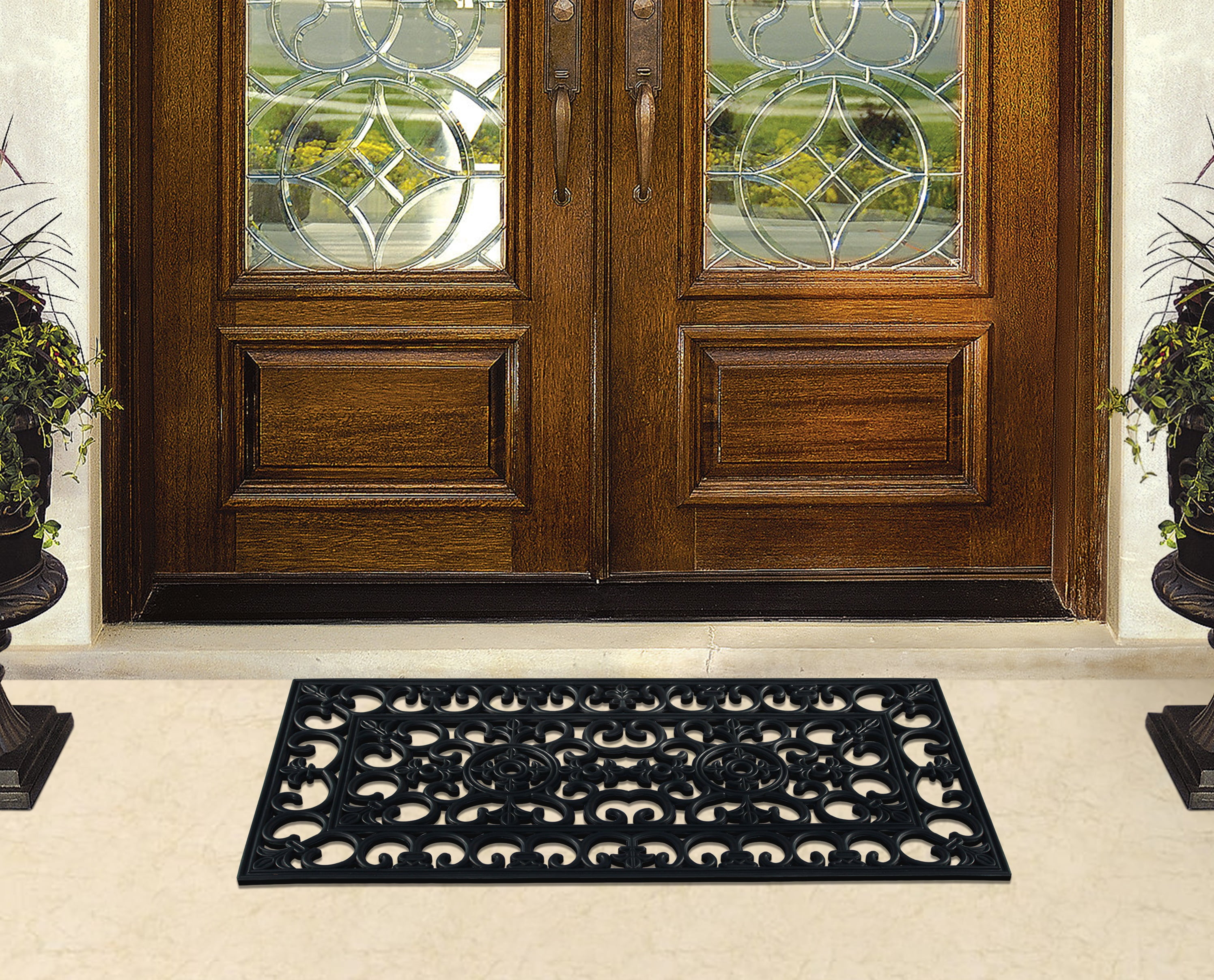 A1HC 10lb Heavy Duty Rubber Doormat 24"x48" - Won't Blow Away, Outdoor Front Door Mat, Mud Dirt Scraper, Non-Slip Drainage Mat for Entryway Patio Garage