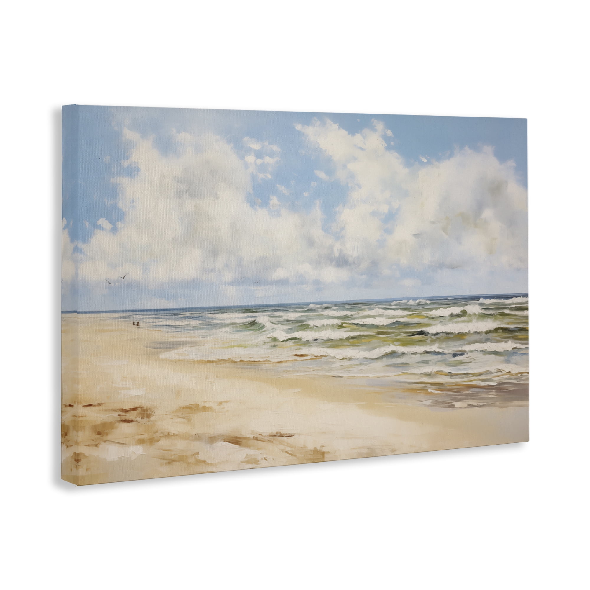 Stupell Industries Cloudy Summer Beach Nautical & Beach Painting Wrapped Canvas Art Print Wall Art, 30 x 20