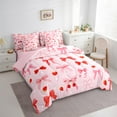 thumbnail image 3 of Manfei Kawaii Bowknot Twin Bedding Sets 7pcs for Kids Girls, Cute Strawberry Bedding Comforter Set, Pink Red Sheet Sets, Super Cozy Room Decor, 3 of 8
