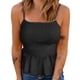 thumbnail image 2 of Top de tiras para mujer, dobladillo con volantes fruncido, corte ajustado, Top de verano sin mangas para mujer para citas diarias en la playa, negro L, 2 of 5