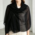 thumbnail image 2 of QASIEATN Lace Hijab SoftBlend Lightweight Shawl with Elegant Lace Trim Non Head Scarf for Womens Everyday Wear, 2 of 7