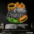 thumbnail image 2 of Craftnamesign Fast Food Tasty Neon Signs, Burger Hotdog Pizza Shop Decor, 2 of 4