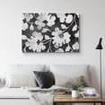 thumbnail image 2 of PixonSign Canvas Print Wall Art Delicate Flower Petal Pattern Floral Wilderness Illustrations Minimalist Chic Relax/Calm Grey Dark Black and White for Living Room, Bedroom, Office - 32"x48", 2 of 5