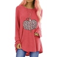 thumbnail image 2 of CHUANK T-Shirts Décontractés Grande Taille pour Femmes Manches Longues Automne Hiver Imprimé Ourlet Haut Bas T-shirt Raglan Rouge L, 2 of 5