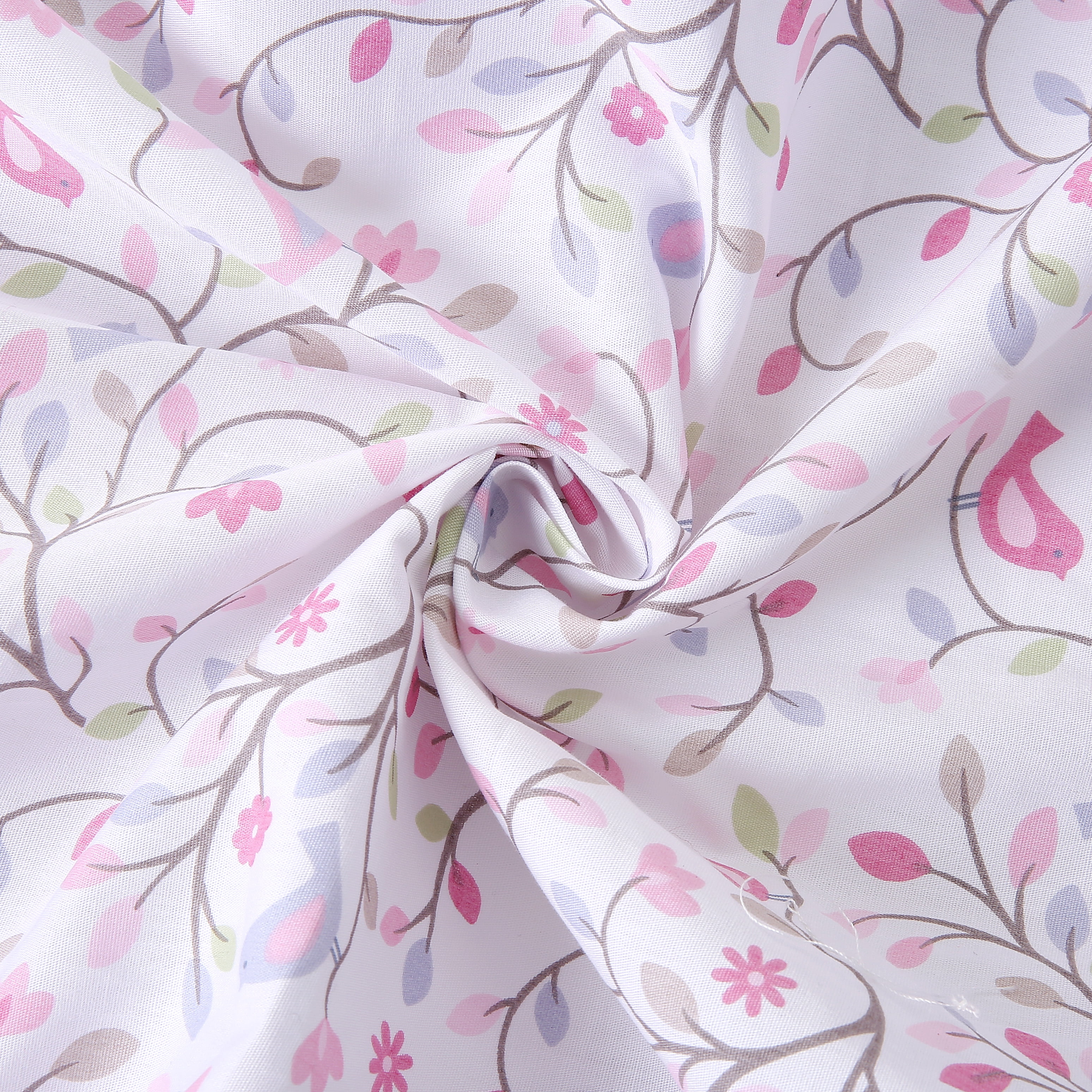 Sweet Baba Soft Cotton 3PC Crib Bedding Set, Pink Bird Crib Set for Baby Girls