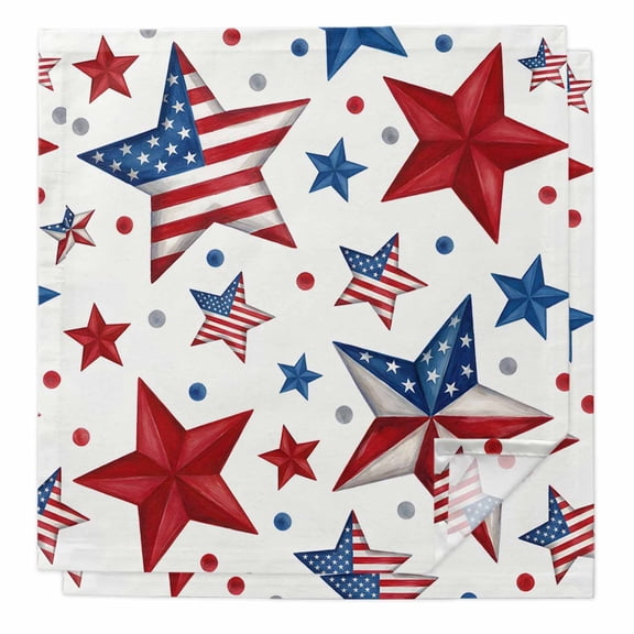 Pastriotic USA Flag Cloth Napkins, 4th of July Ameircan Red Blue Striped Washable and Reusable Dinner Napkins Set of 2, Table Napkin for Kitchen Party Birthday Wedding Hotel Housewarming 20"x20"