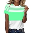 thumbnail image 2 of ITSAME Womens Tops, Short Sleeve Round Neck Striped Print Summer Casual Fashion Blouses Army Green Size 2XL, 2 of 6