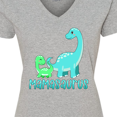thumbnail image 4 of Inktastic Mamasaurus with Cute Brontosaurus Family Women's V-Neck T-Shirt, 4 of 5