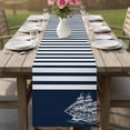 thumbnail image 4 of Navy Blue Table Runner 70 Inches, Nautical Coastal Sea Abstract Art Bed Runner Dresser Scarves Tabletop for Indoor Outdoor Parties/Ceremony/Banquet, 13" x 70", 4 of 8