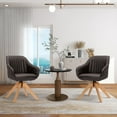 thumbnail image 2 of Costway Set of 2 Swivel Accent Chair Modern Leathaire Armchairs w/ Beech Wood Legs Brown, 2 of 10