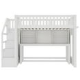 thumbnail image 5 of Bellemave Loft Bed with Desk and Stairs, Twin Size Loft Beds with Storage Shelf, Solid Wood High Loft Bed with Movable Desk for Space-Saving (White), 5 of 8