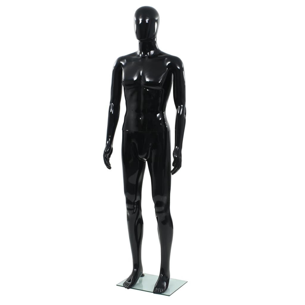 Ferry Full Body Male Mannequin with Glass Base Glossy Black 72.8