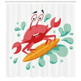 thumbnail image 3 of Ambesonne Ride the Wave Shower Curtain, Caricature Crab, 69"Wx70"L, Dark Coral Mint Orange, 3 of 3