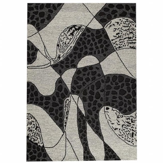 MAT Orange NOVRIDBLA052076 Riddle Black & White Rectangle Area Rug- 5 ft. 2 in. x 7 ft. 6 in.