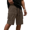 thumbnail image 2 of cllios Men's Classic Cargo Shorts Cotton Work Shorts Multi Pocket Loose Fit Casual Outdoor Hiking Shorts for Men Brown XXL, 2 of 5