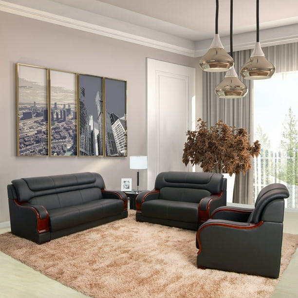 Lifestyle Furniture 3 Piece Genuine Leather Living Room Set,Living Room