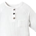 thumbnail image 5 of Fesfesfes Baby Summer Long Sleeve 1 Piece Romper with Hat Soft Breathable Gauze Outfit Solid Color Jumpsuit for Boys and Girls Daily Wear Photoshoot Cozy Casual Set, 5 of 5