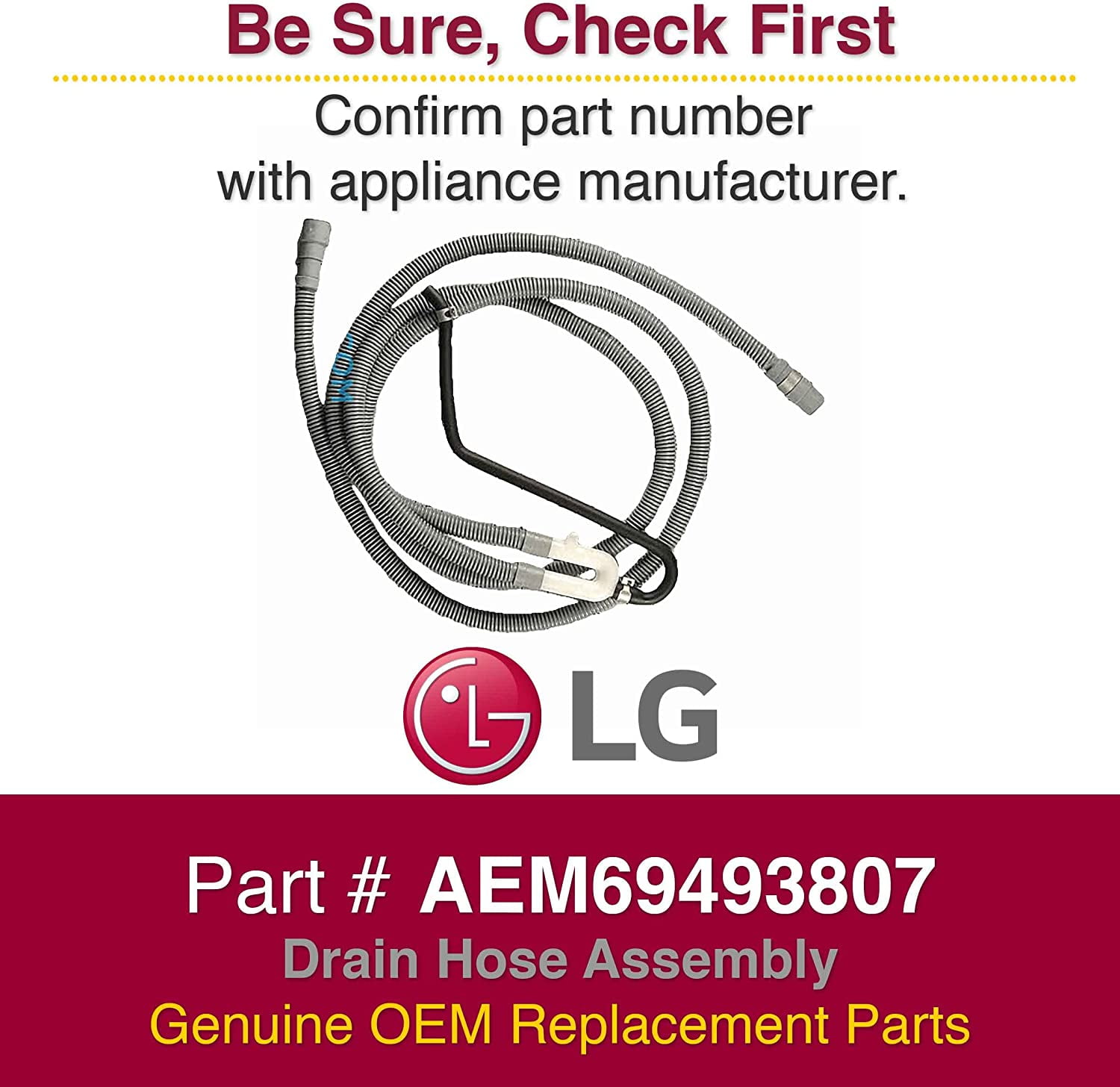 Genuine LG AEM69493807 Dishwasher Drain Hose
