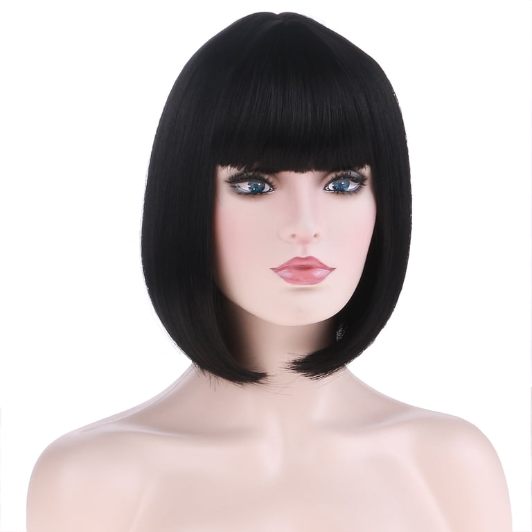 Short Black Straight  Wig For Women Cap Wigs Dopi 100PCS Short Bob Wigs Human Hair Straight Wig Black  main image 3