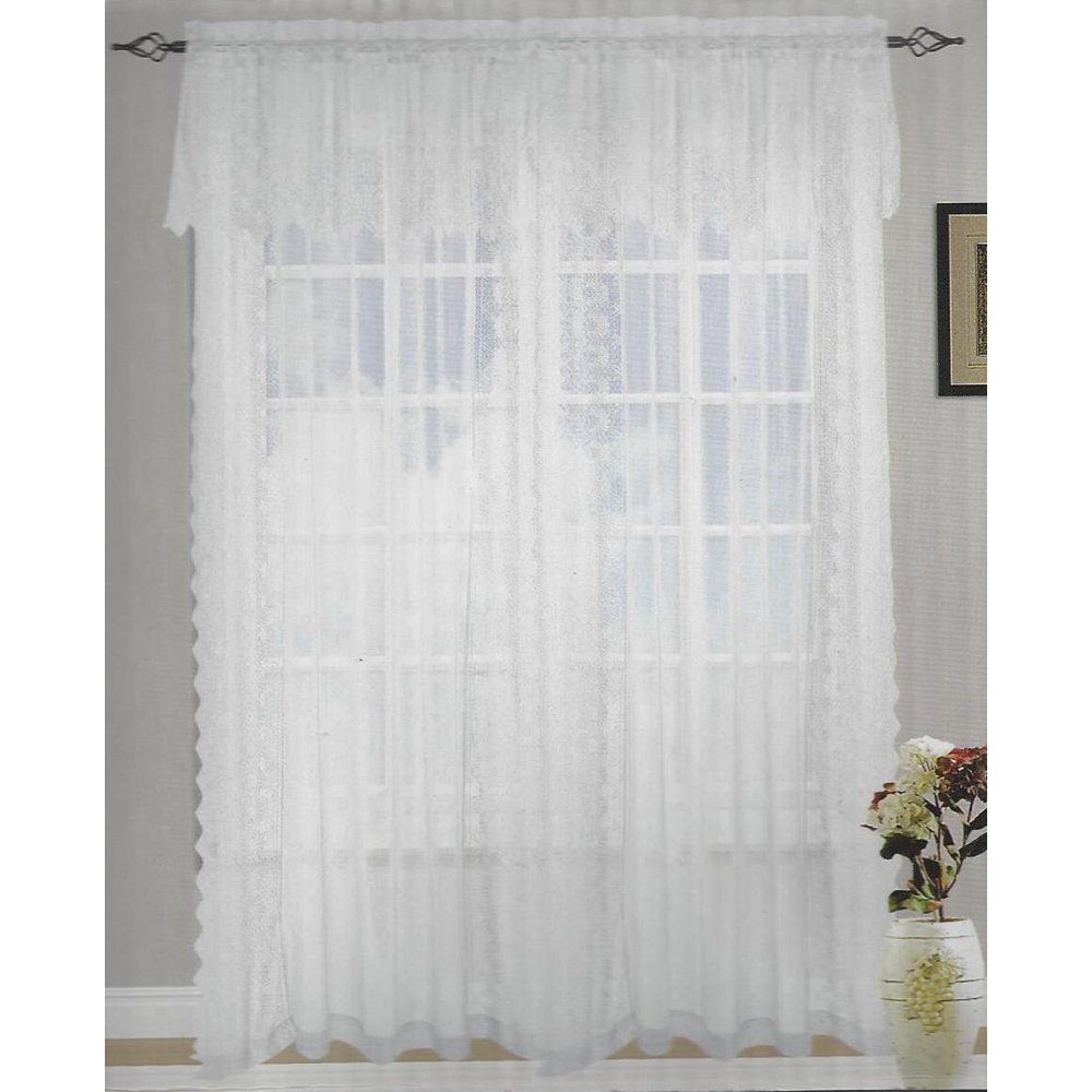 Set of 2 Jessie Lace and Sheer Curtain Drapery Panel with Attached