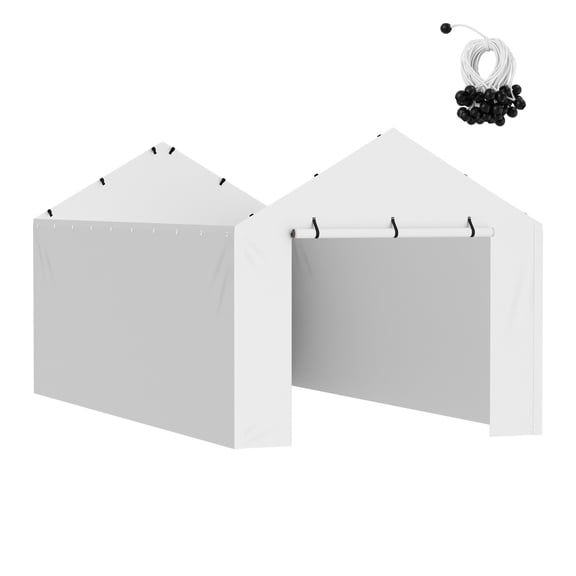 KFFKFF Canopy Cover for Carport Side Wall 10 x 20 ft, Heavy-Duty Waterproof Garage Tent Shelter Tarp with UV Protection, White (Excludes Top and Frame)