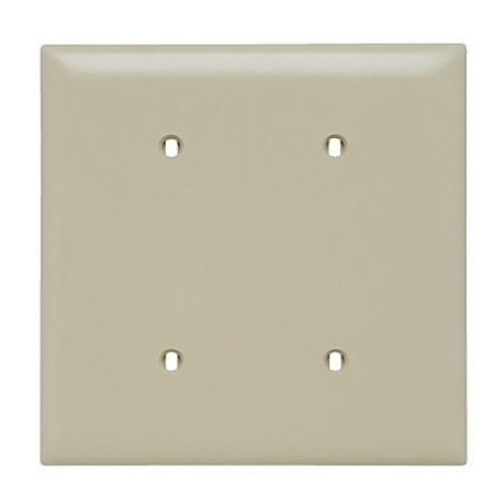 - P&S Ivory UNBREAKABLE Nylon 2-Gang Blank Cover Strap Mount Wallplate TP24-I