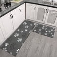 thumbnail image 2 of Grey Dog Paw Footprint Kitchen Rugs Sets Of 2,Anti Fatigue Kitchen Mat Rugs Non Slip Washable,Decorative Kitchen Floor Mats for Kitchen,Sink,Laundry,17"x30"+17"x47", 2 of 7