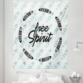 thumbnail image 1 of Adventure Tapestry, Words About Being Free Little Feather Circle Inspirational, Fabric Wall Hanging Decor for Bedroom Living Room Dorm, 5 Sizes, Pale Blue Black, by Ambesonne, 1 of 1