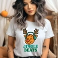thumbnail image 2 of Jingle Beats Shirt | Funny Reindeer with Headphones Graphic Tee | Unisex Casual T-Shirt, Light Pink, Size 2XL, 2 of 6