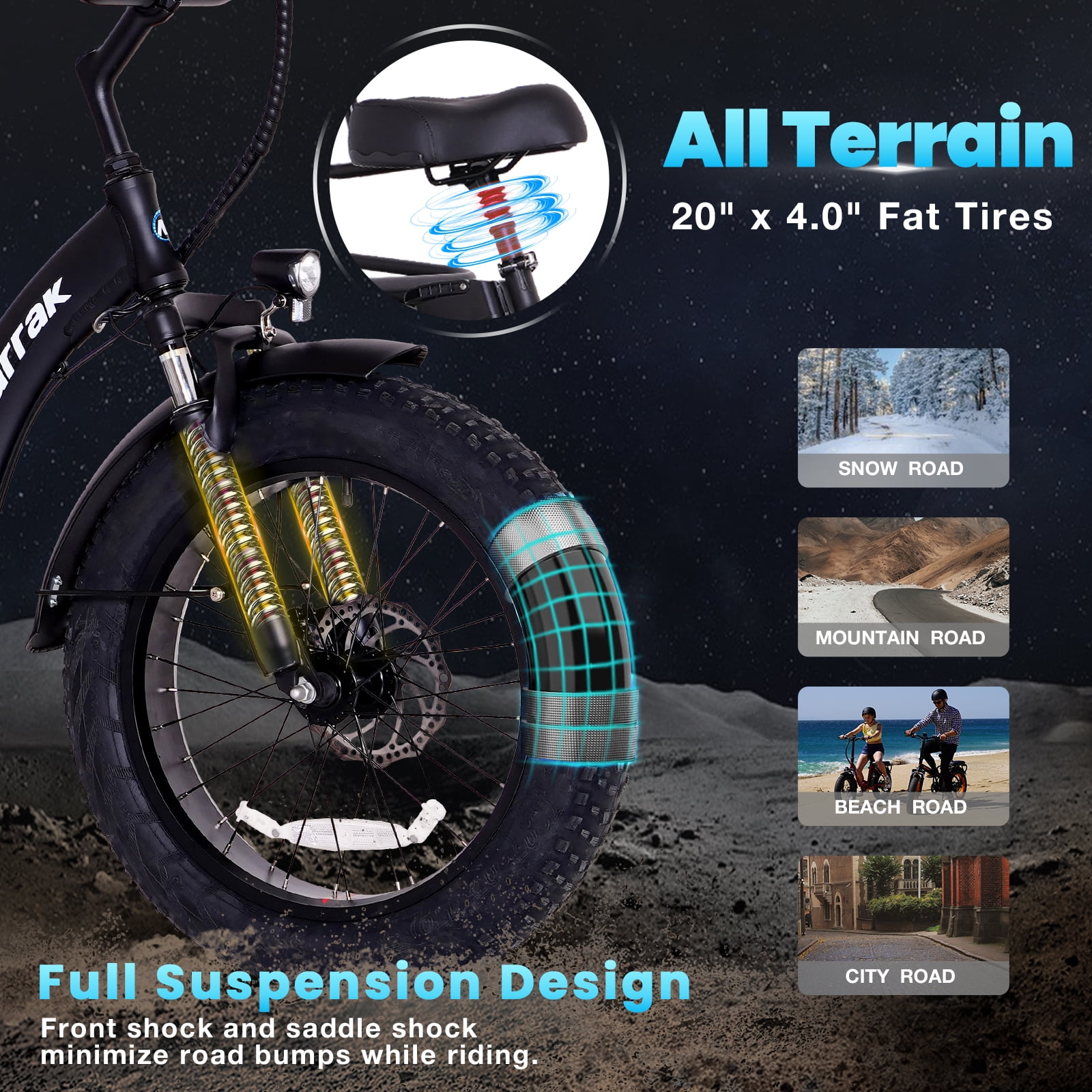 Electric Folding Tricycle for Adults, 750W(Peak 1350W), 48V13Ah Ebike, 20"x4.0" Aluminum Folding Fat Tire 3 Wheel Electric Trike, Max 20MPH Hydraulic Brake, Rear Motor Differential