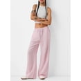 thumbnail image 5 of Musuos Women Striped Wide Leg Long Pants, Casual Elastic Waist Loose Trousers Streetwear Loungewear with Pockets, 5 of 9