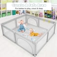 thumbnail image 2 of Gymax Extra Large Baby Playpen Safety Baby Play Yard w/ 50 Ocean Balls & 4 Handles Light Grey, 2 of 9