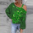 thumbnail image 1 of Femmes Tops Mode Femmes St.Patrick'S Day Sweatshirt Imprimé sur l'Épaule Chemise Graphique Manches Longues Pull Tops, 1 of 5