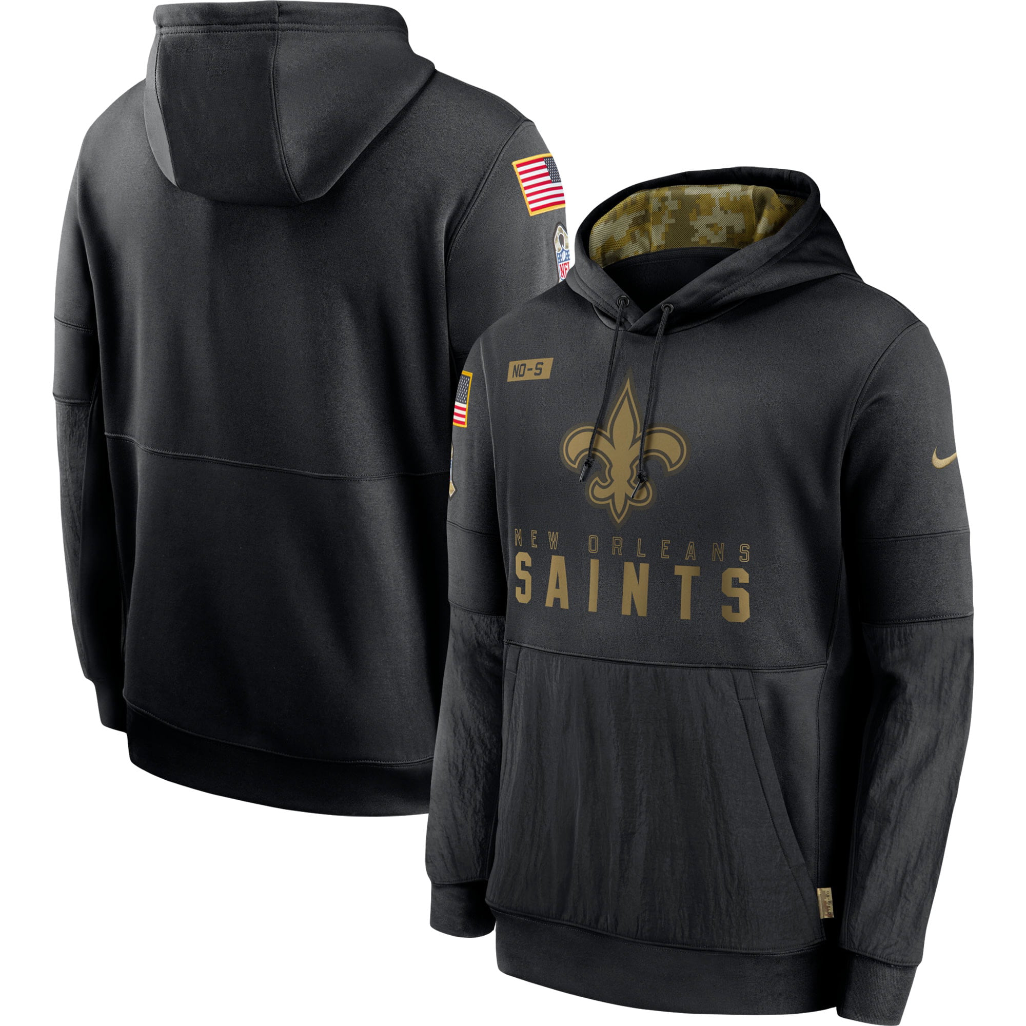 2020 New Orleans Saints Football Hoodie Salute to Service Sideline Pullover 