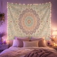 thumbnail image 2 of Flower Mandala on a Scalloped Petal Background, Serene Boho for Boho Decor Lovers, Botanical Wall Art Housewarming Gift Tapestry Wall Hanging for Bedroom, Living Room and Dorm, 2 of 7