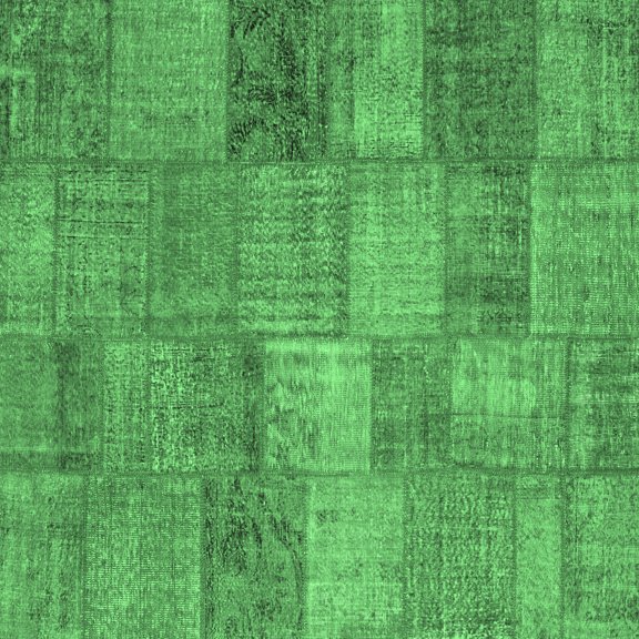 Ahgly Company Indoor Square Patchwork Emerald Green Transitional Area Rugs, 5' Square