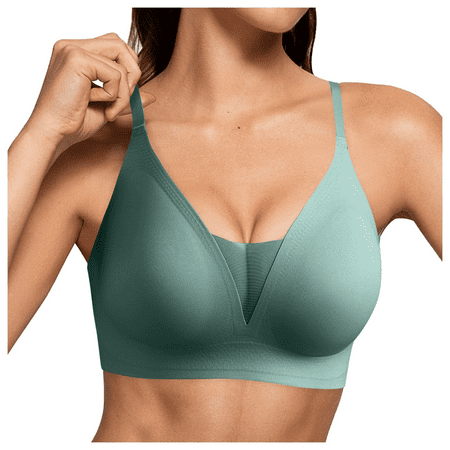 Fulorrnie Bras for Women Comfort Wirefree Lift Supportive Seamless No Show Bralette Back Fat Smoothing Bra Green XXL