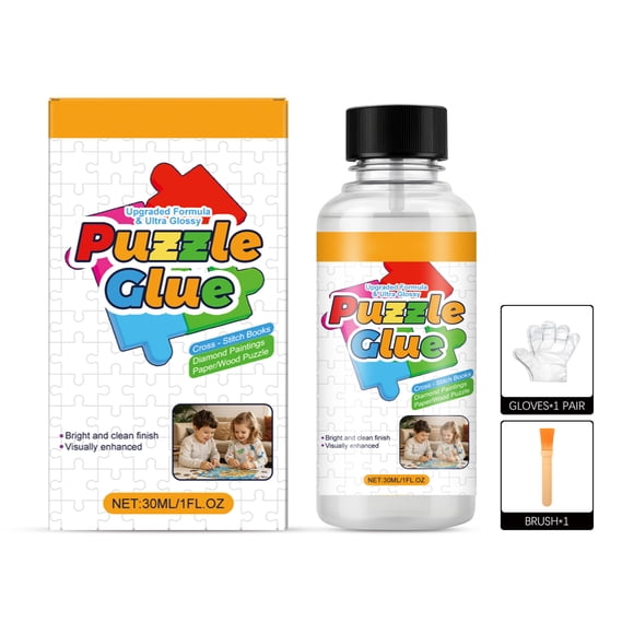 Puzzle Glue 300ml, Non-Yellowing Permanent Puzzle Preservation Adhesive With Foam Brush, Clear DIY Puzzle Display Glue