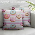 thumbnail image 3 of COMIO  Square Sweets Ice Cream Donuts Cupcakes on Pink Throw Pillow Covers Sofa Bed Home Decorative Pillowcase Cushion Case Double Sided Design Printed, 3 of 5