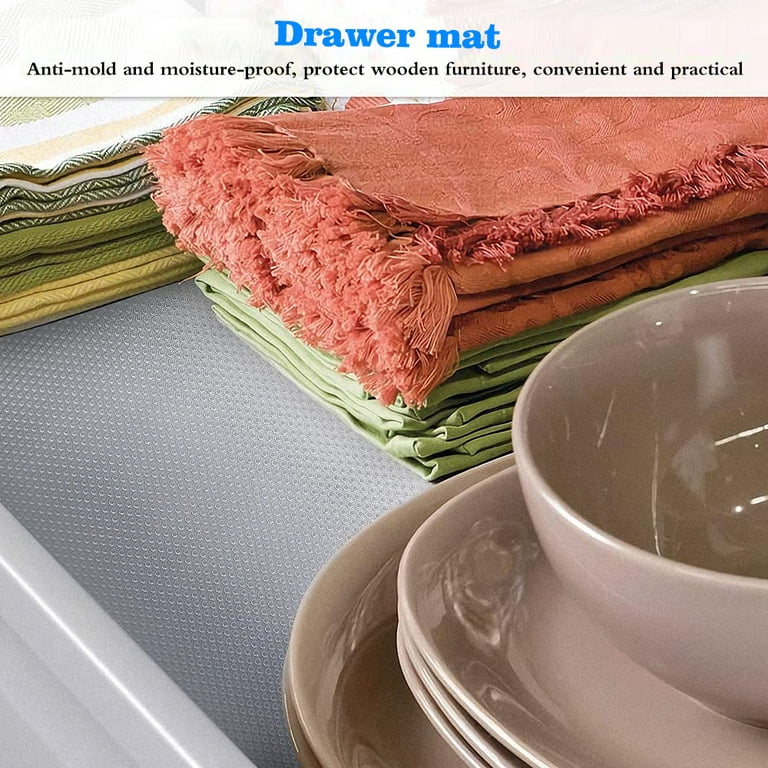 Shelf Liners for Kitchen Cabinets Non-Adhesive, Drawer Mats Liner for Bathroom, Plastic Pantry Shelf Liner Non Slip, Waterproof Washable Cabinet