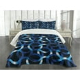 thumbnail image 3 of Ambesonne Dark Blue Quilted Bedspread Set 3 Pcs, Curvy Modern Shapes, King Size, Blue Dark Blue White, 3 of 5