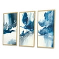 thumbnail image 3 of Designart "Solitary Majesty in Imperial Blue Splendor I" Abstract Liquid Ink Framed Wall Art Set Of 3 - Blue Modern Frame Canvas Set For Living Room Decor, 3 of 6